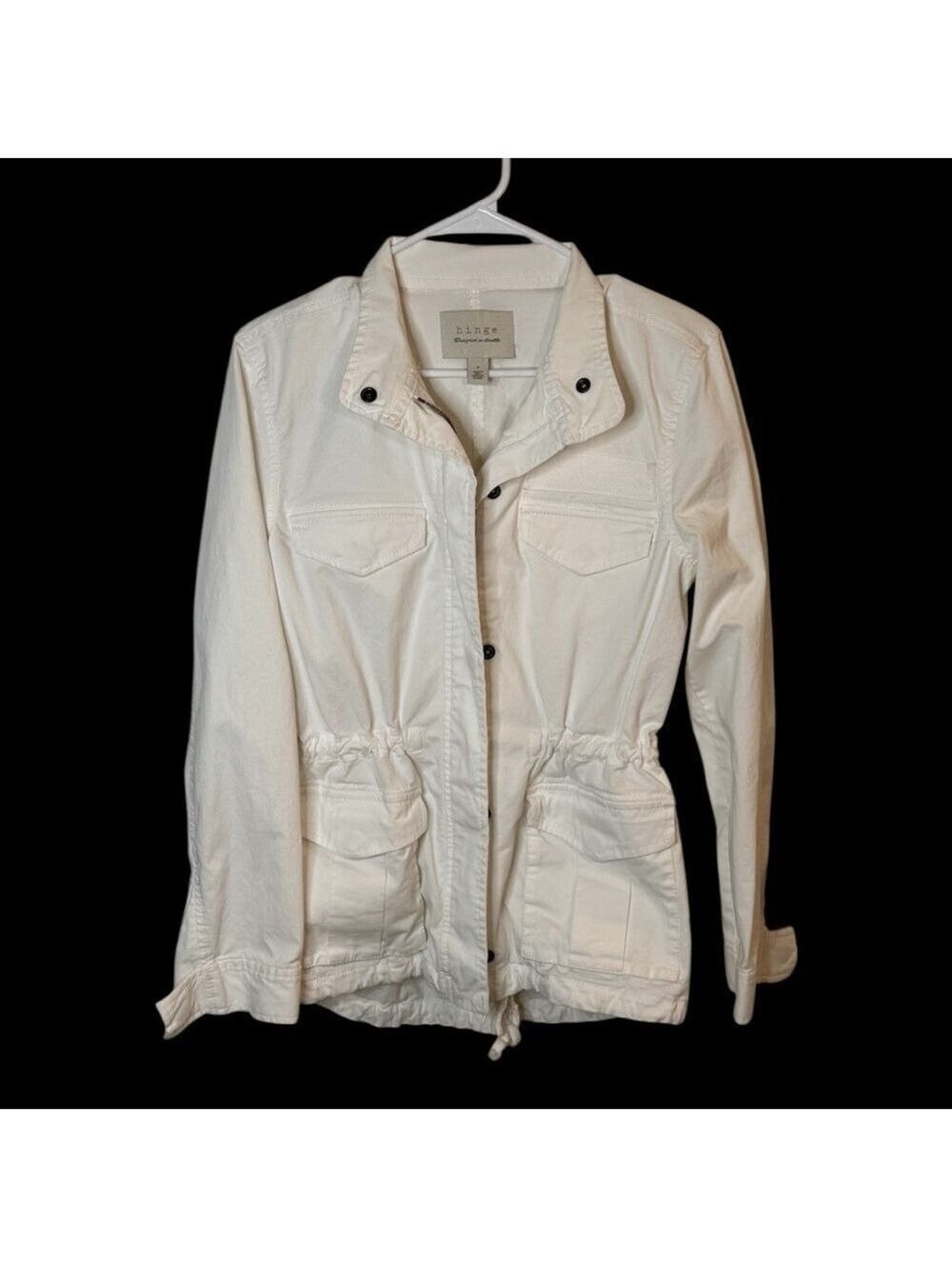 Hinge White Utility Field Jacket Small Drawstring Waist EUC